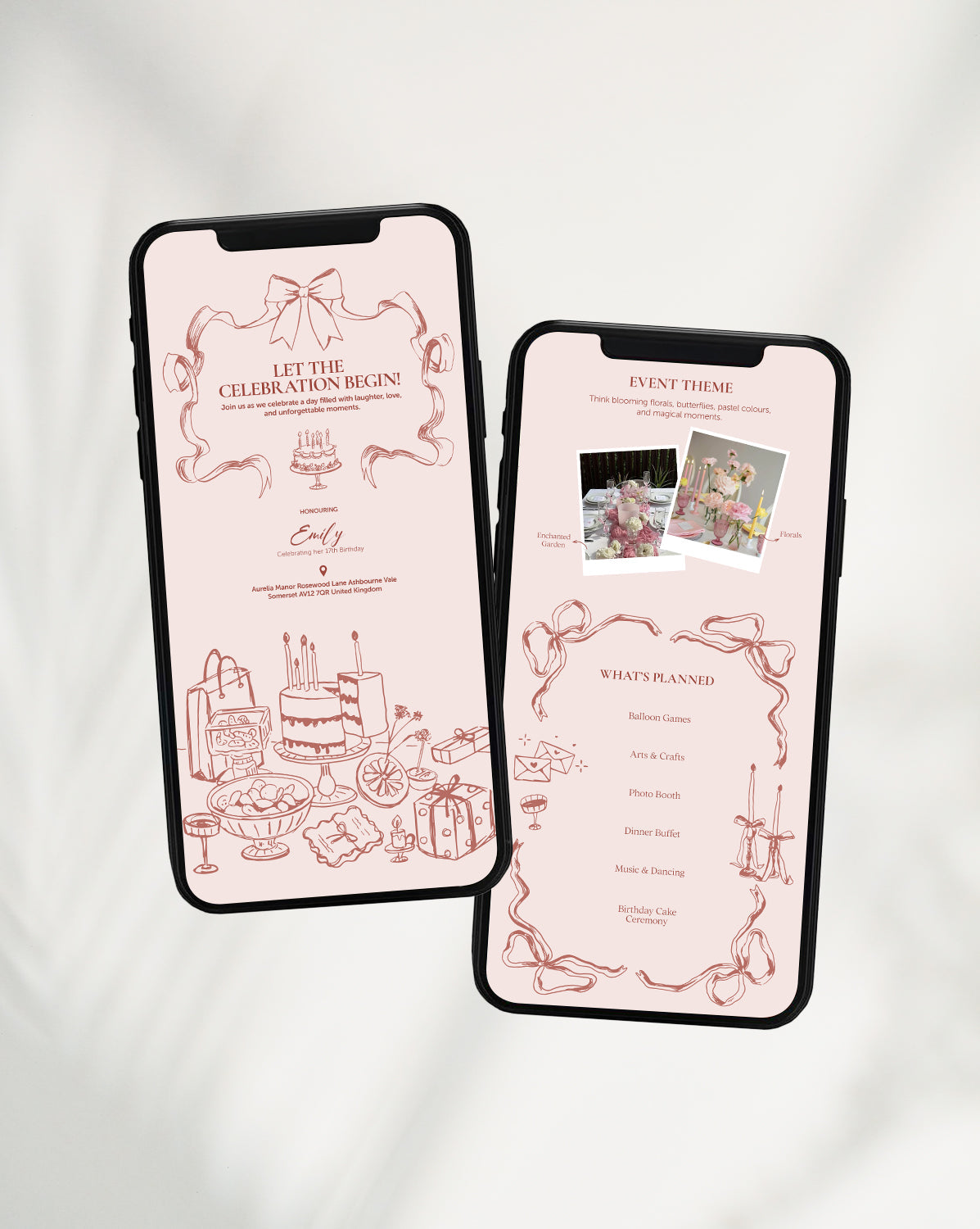 Sweet Patisserie digital birthday invitation — styled view