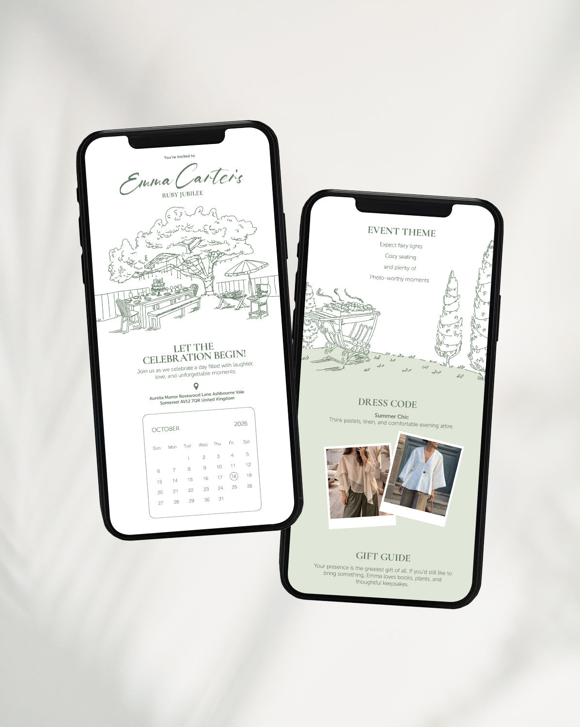Garden Jubilee digital birthday invitation — styled view