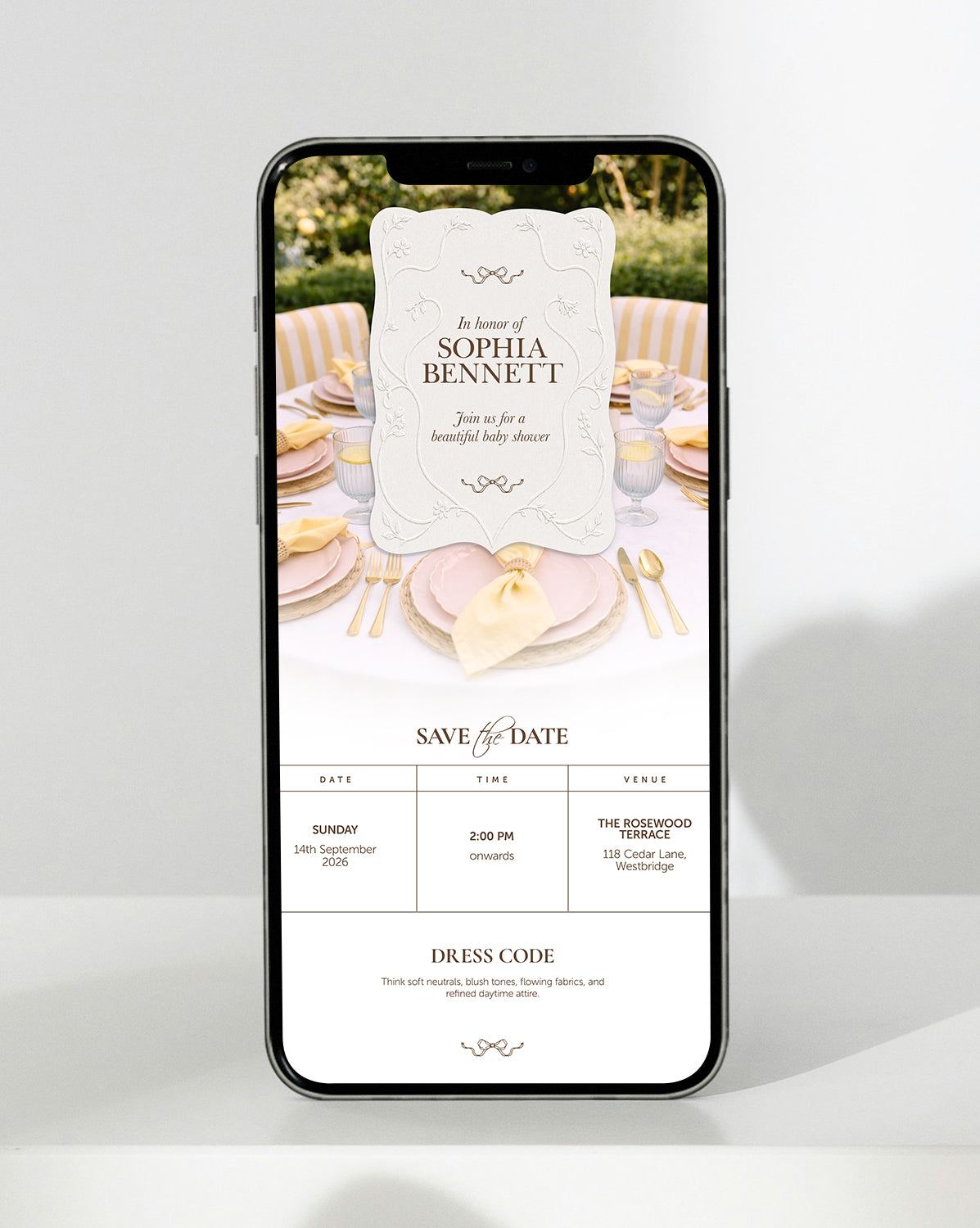 Ivory Keepsake — inside the invitation