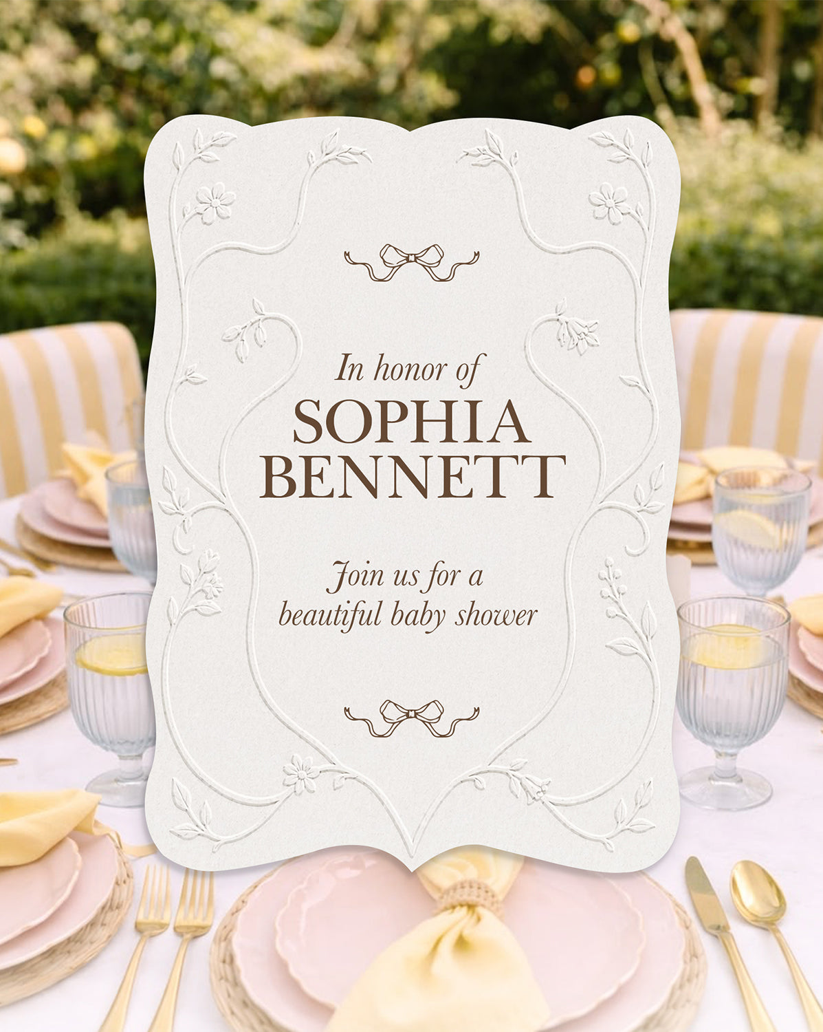 Ivory Keepsake digital baby shower invitation — main design