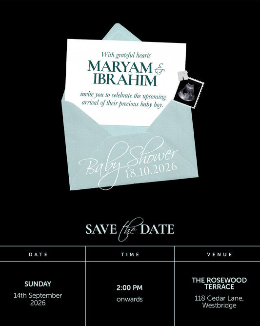 Starlit Arrival digital baby shower invitation — main design