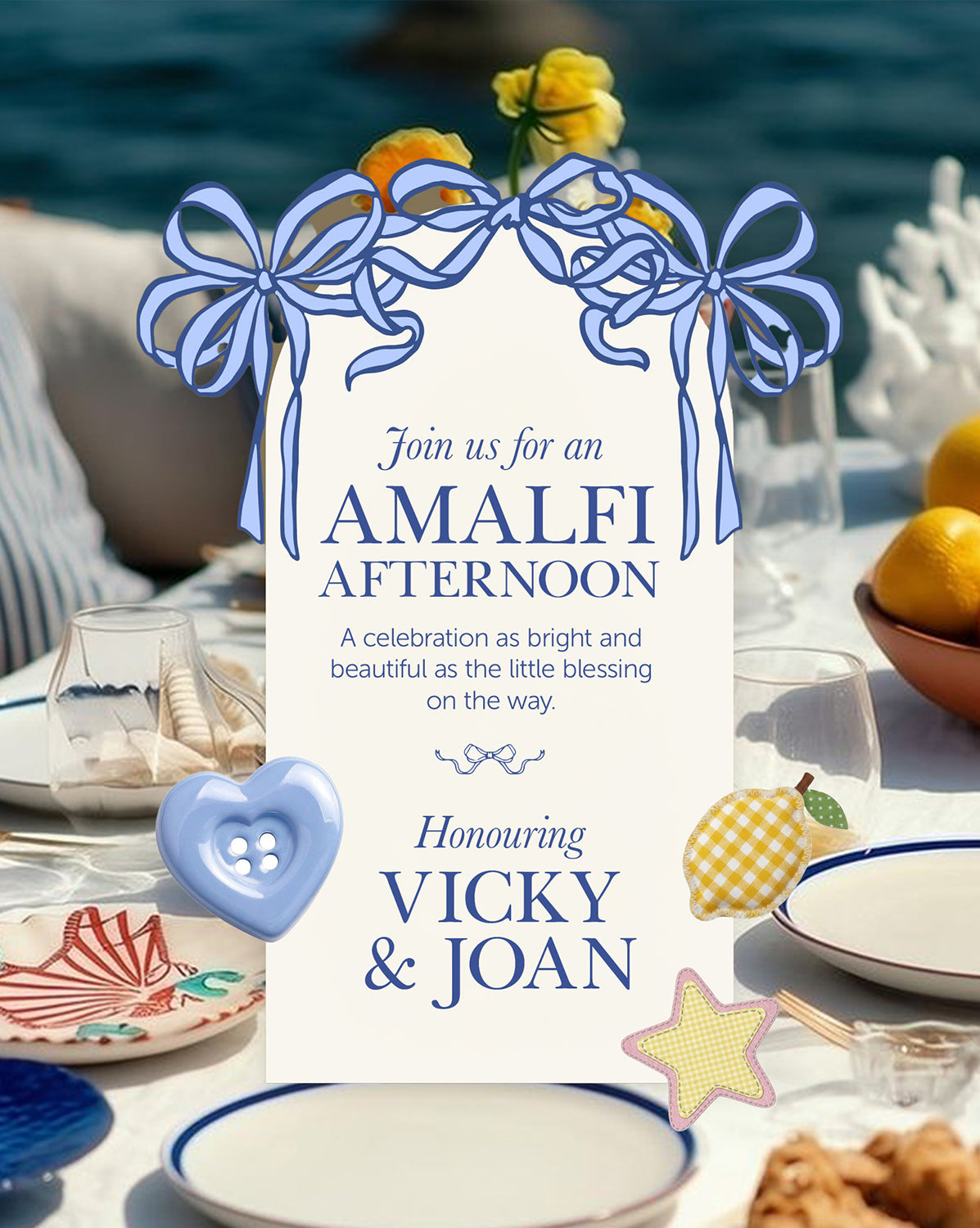Amalfi Afternoon digital baby shower invitation — main design