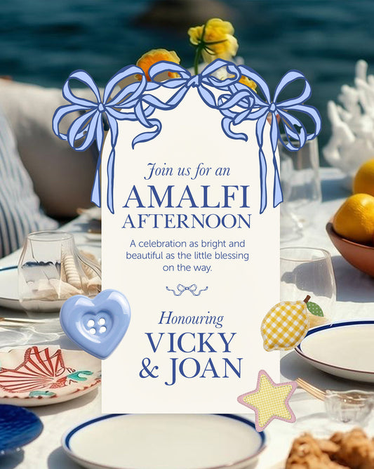 Amalfi Afternoon digital baby shower invitation — main design