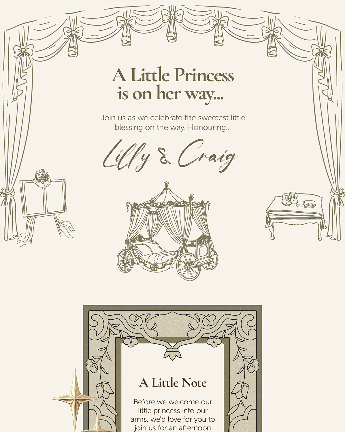 Little Princess digital baby shower invitation — main design