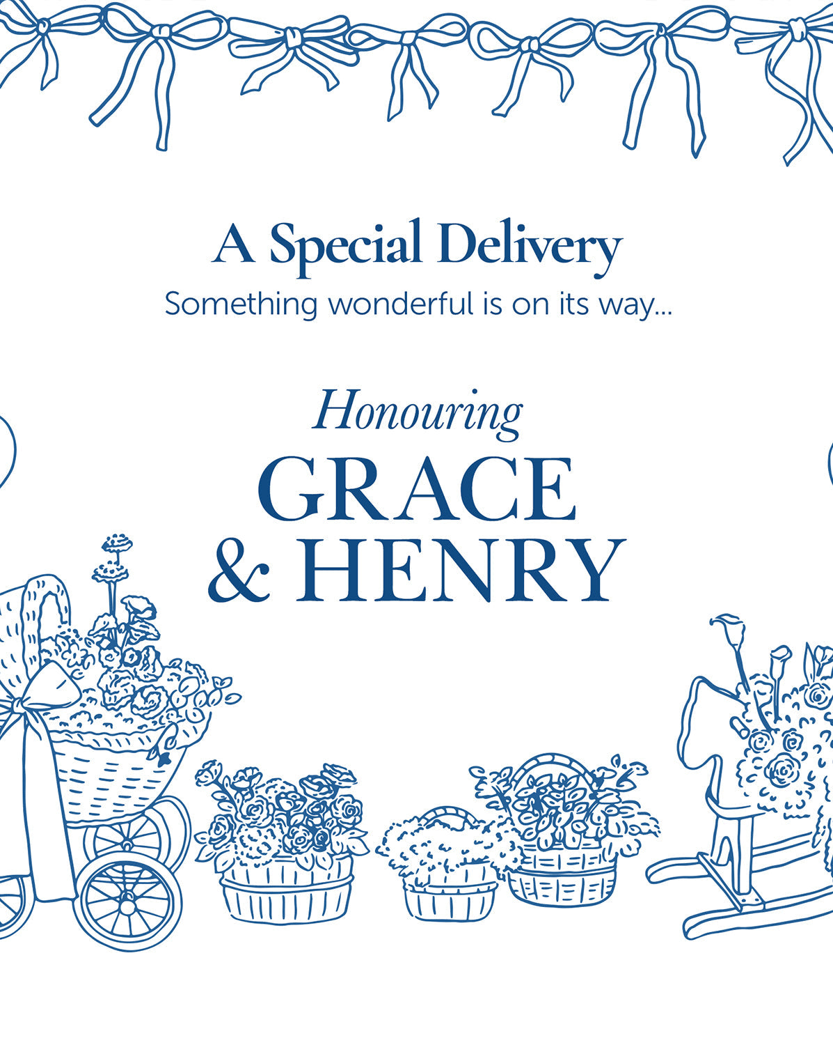 Special Delivery digital baby shower invitation — main design