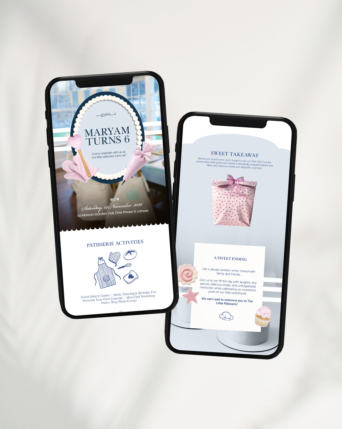 Little Baker digital birthday invitation — styled view