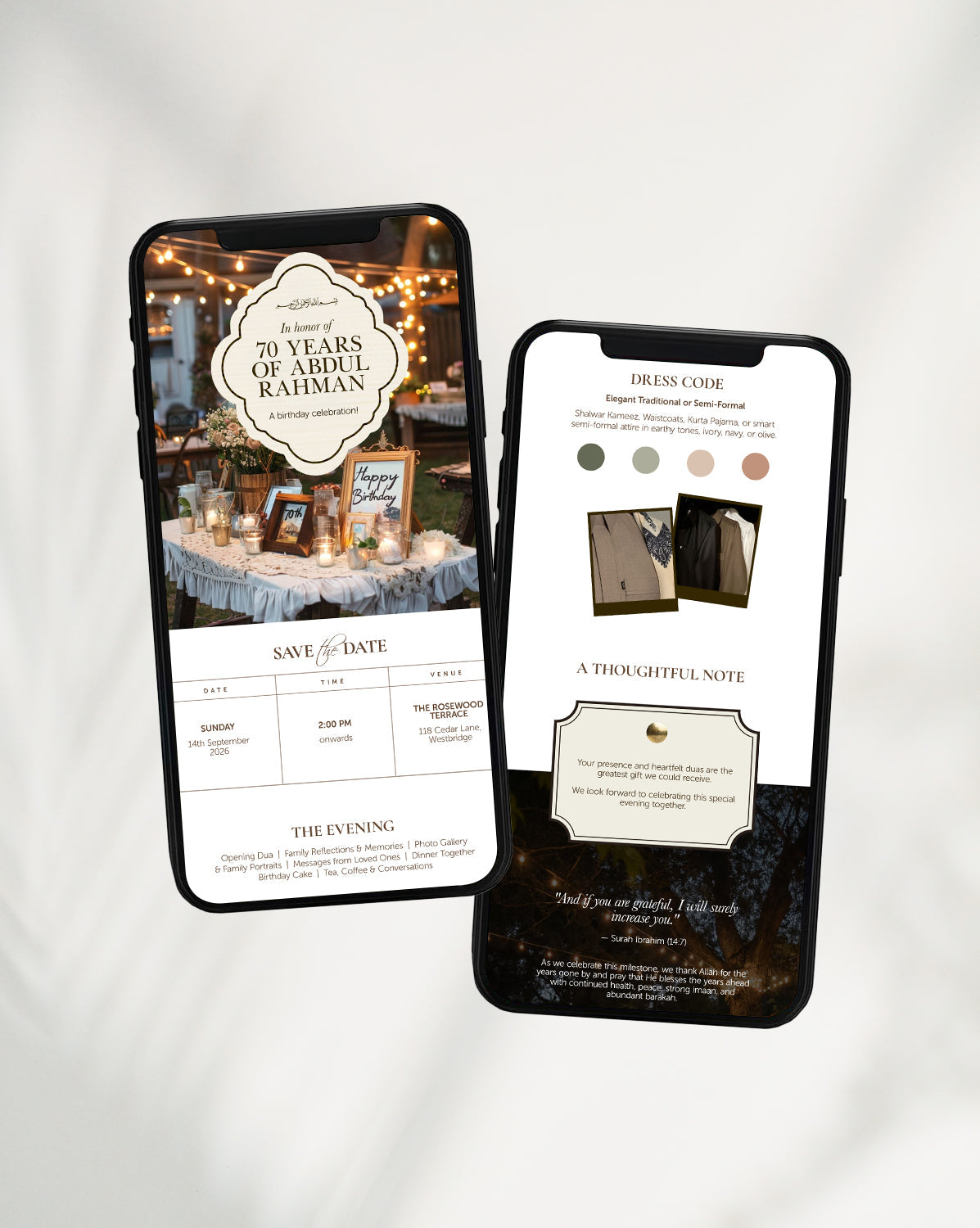 Golden Years digital birthday invitation — styled view