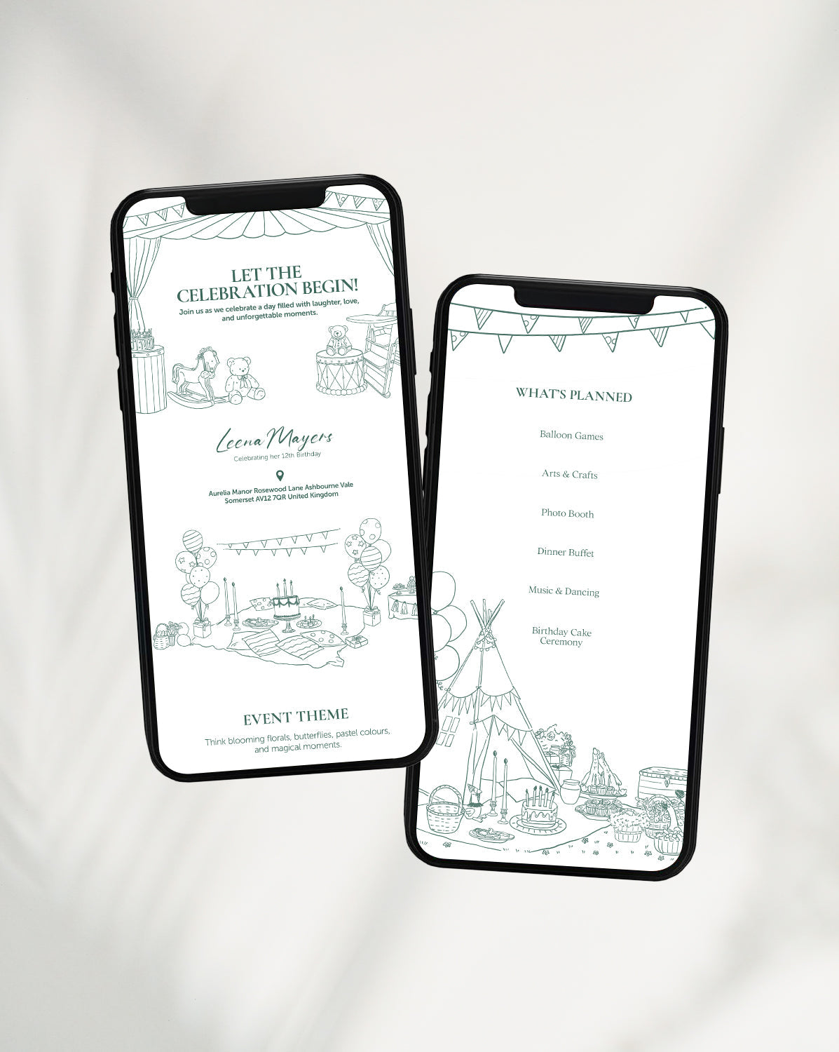 Toy Theatre digital birthday invitation — styled view
