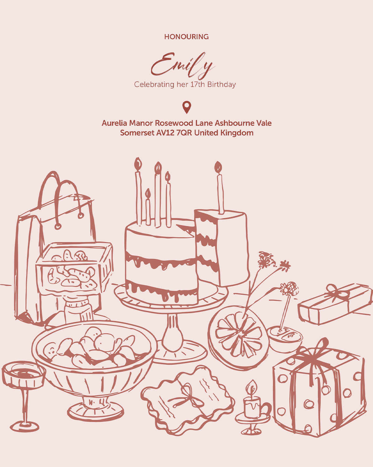 Sweet Patisserie digital birthday invitation — main design