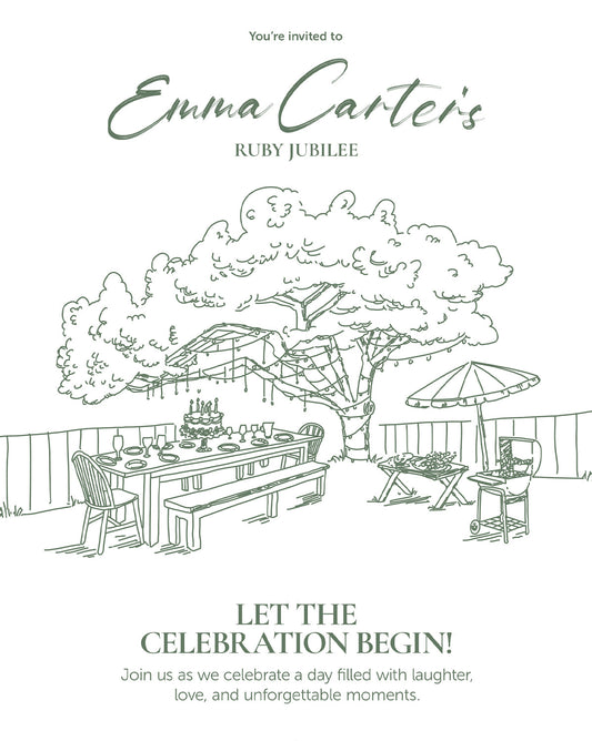 Garden Jubilee digital birthday invitation — main design