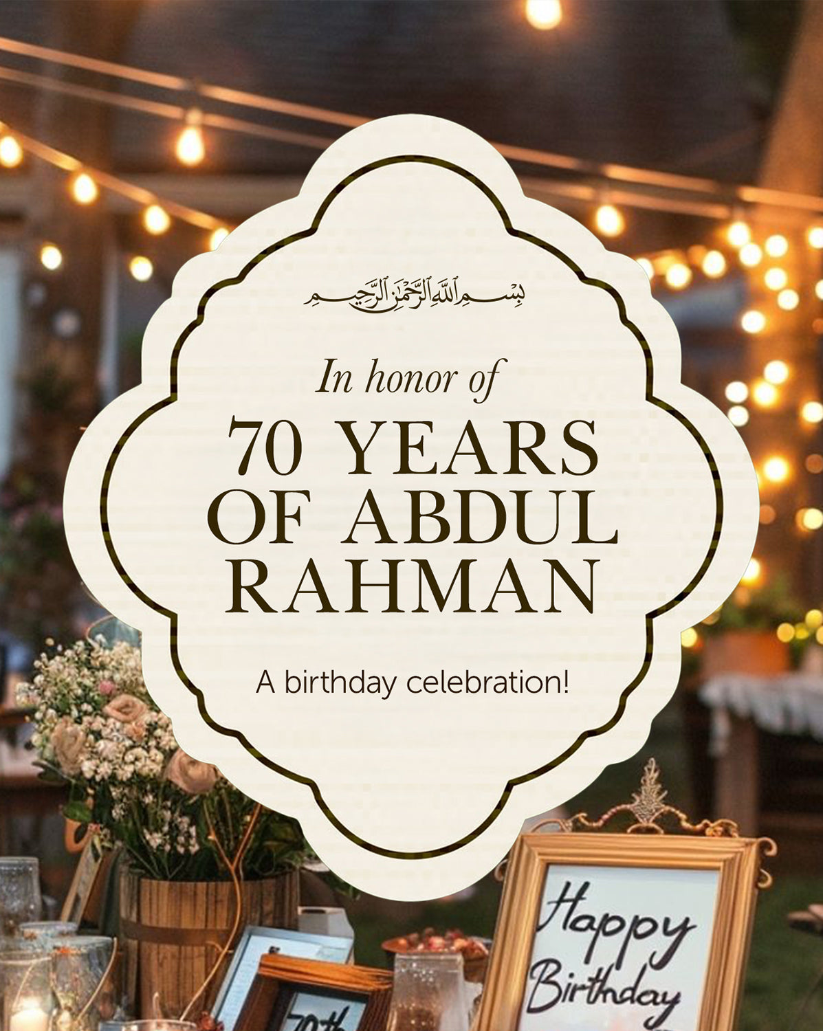 Golden Years digital birthday invitation — main design