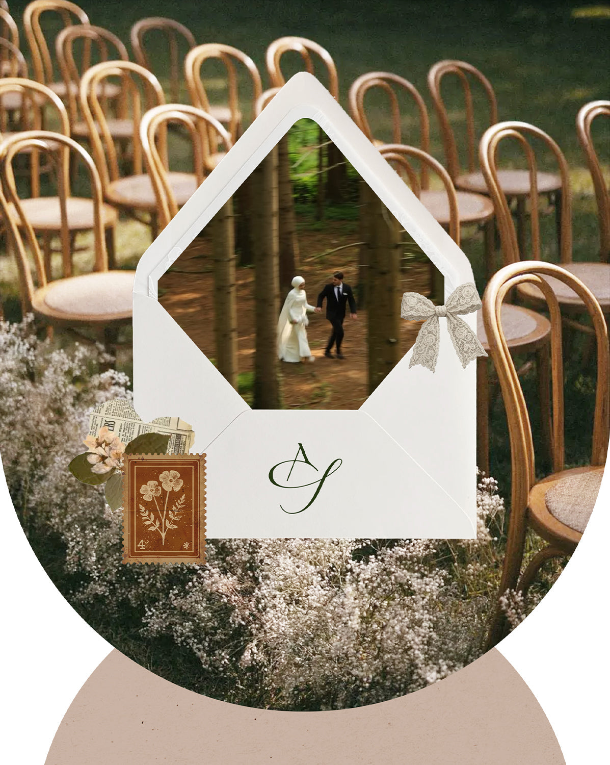 Woodland Vows digital wedding invitation — main design