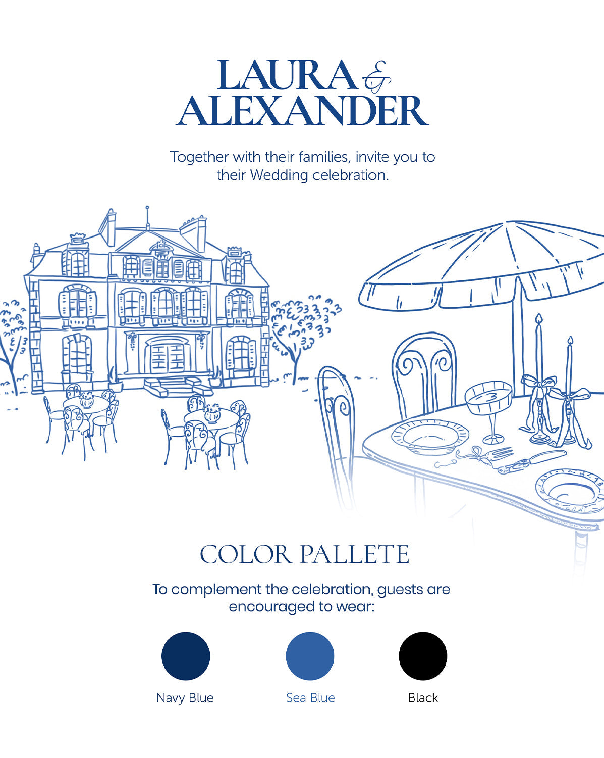 Garden Toile digital wedding invitation — main design